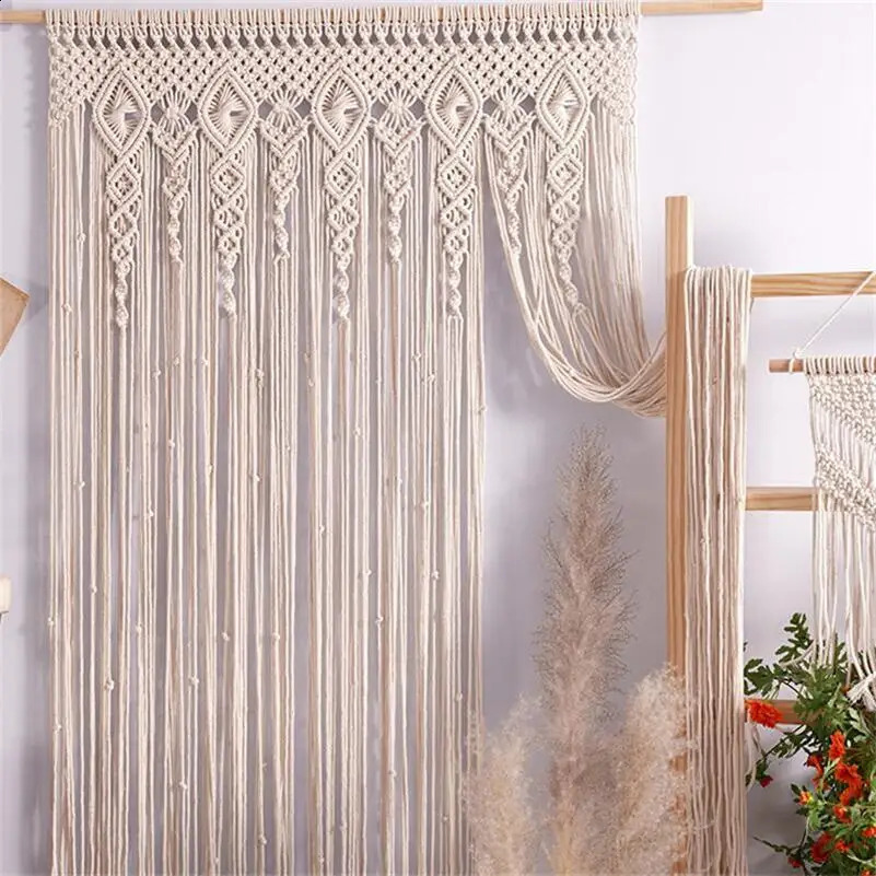 Handmade Macrame curtains cotton ropes Macrema doors and windows Tapestry curtains wall mounted tape Boho decorations 240918