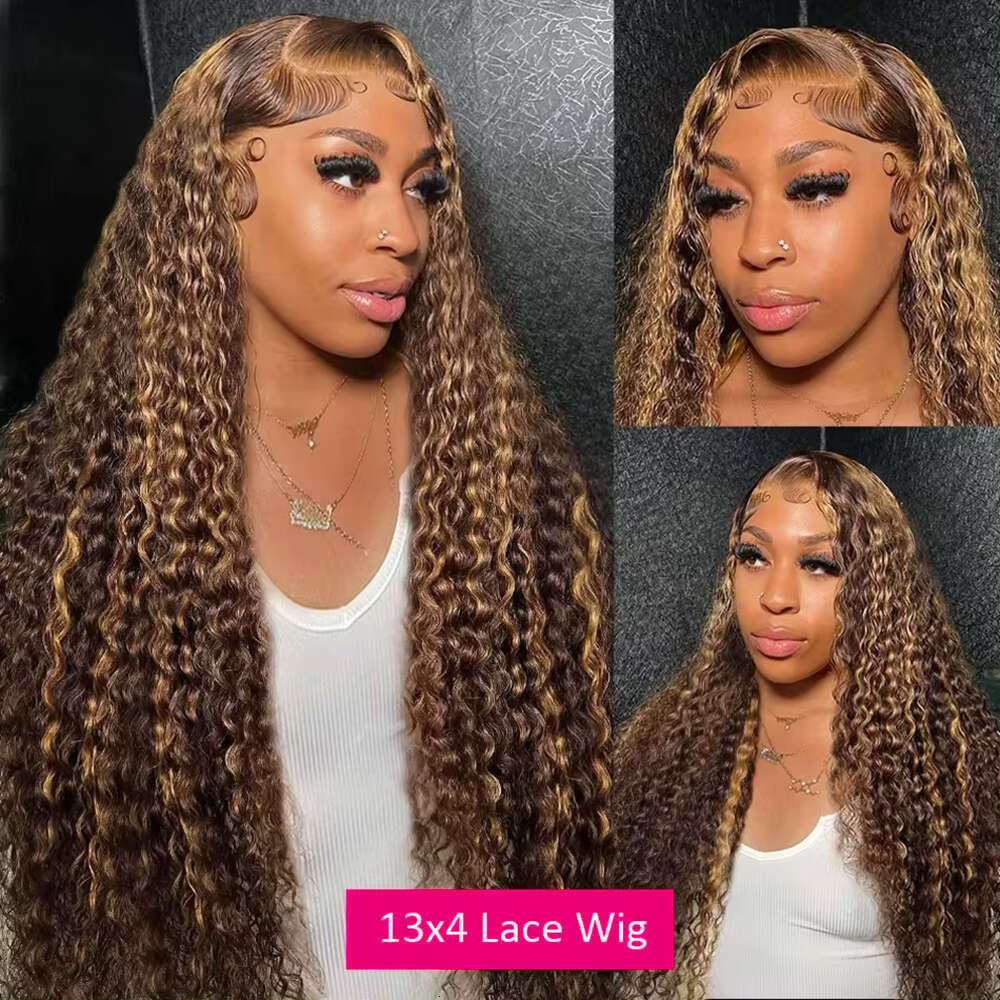Deep Wave 6X4 Glueless Wig Human Hair Ready To Wear 13X6 Lace Frontal Curly Highlight Ombre 4/27 Preplucked Haire Pre Cut