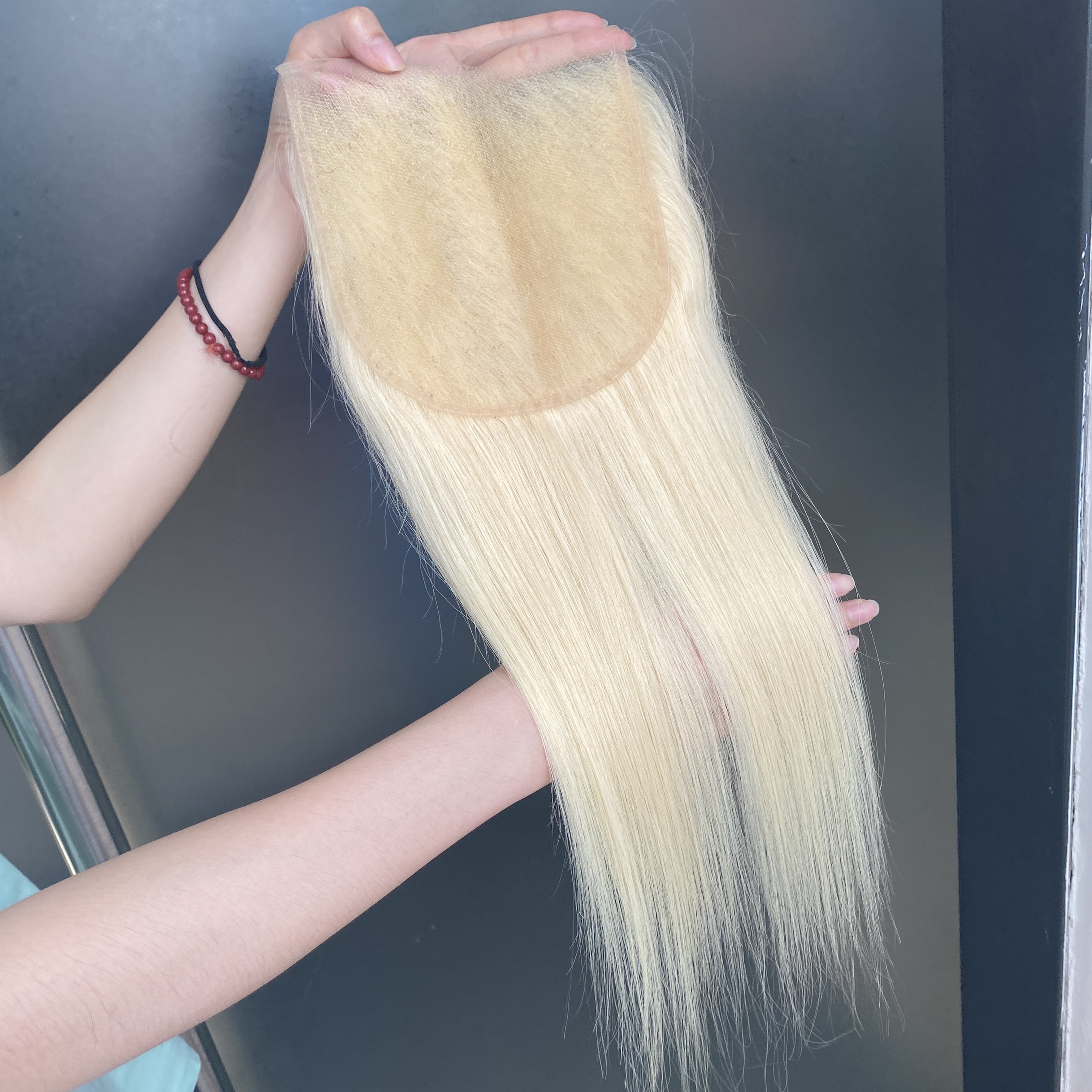 100% Raw Virgin Remy Human Hair 613 Blond Straight Body Wave 6x6 HD Lace Closure 2 Pieces