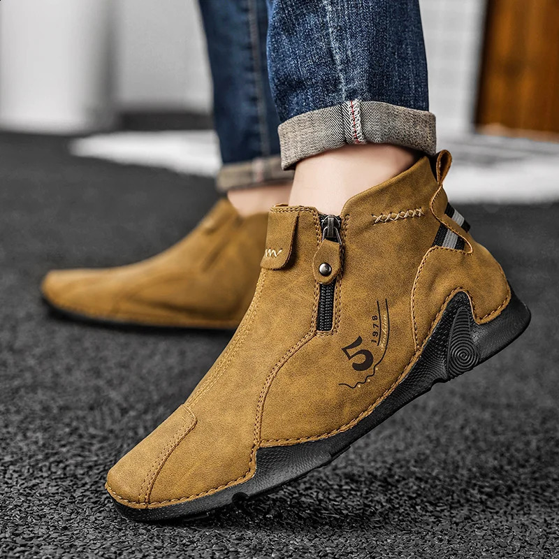 Winter Chelsea Mens Boots Suede Ankle Boot British Style Leather Boots Men Fashion Boots Soft Sole Round Head Wedding Boots 240914