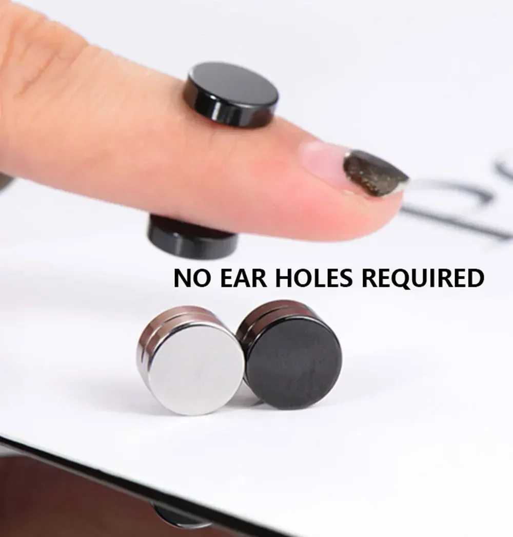 1/3Pairs 6MM Crystal Magnetic No-Pierce Stainless Steel Stud Earrings for Men Punk Zircon Magnet Earrings Non Piercing JewelryX240918