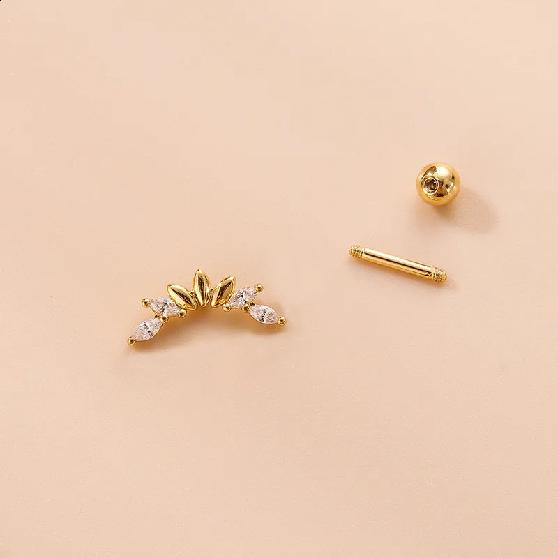 316L Steel Tragus/Cartilage Piercing Stud 16G Stainless Steel Cartilage Cubic Zirconia Stud Earrings for Women Girls 260711BJ - view 4