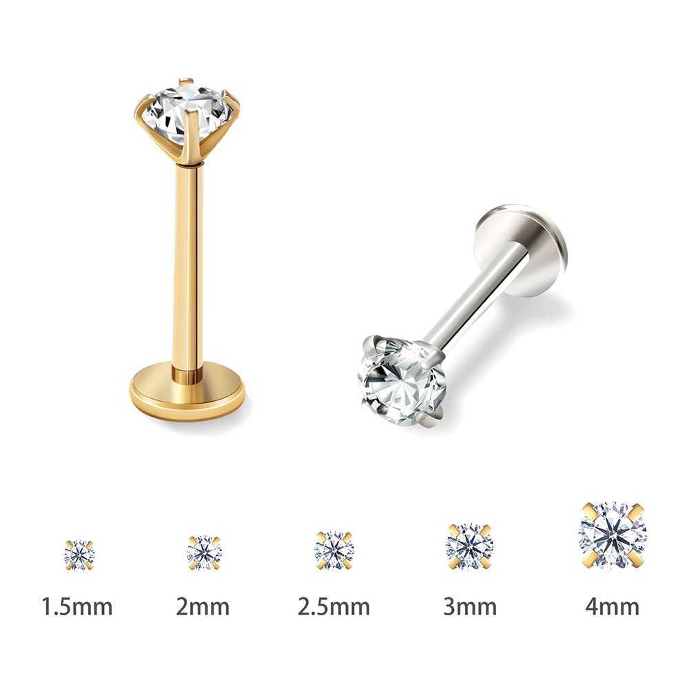 2/6PCS Stainless Steel Eearring Nose Stud Cartilage Piercing Jewelry Helix Tragus Lip Flat Back Tiny Earrings for Women 18GX240918