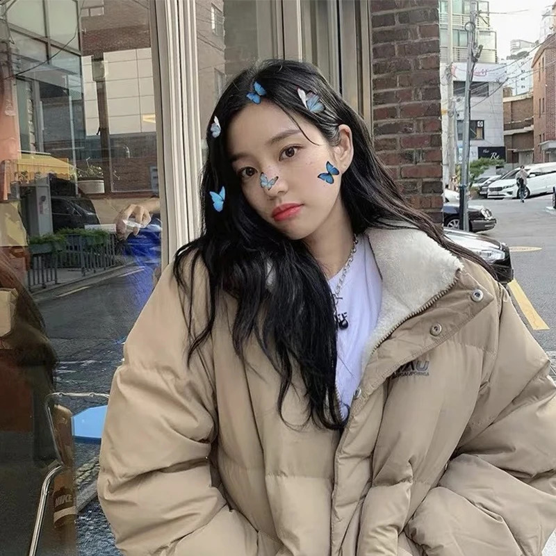 Womens Khaki Reversible Down Jackets Winter Baggy Comfortable Coat Thickening Warm Female Puffer Cotton Padded Jacket Outwear 240913