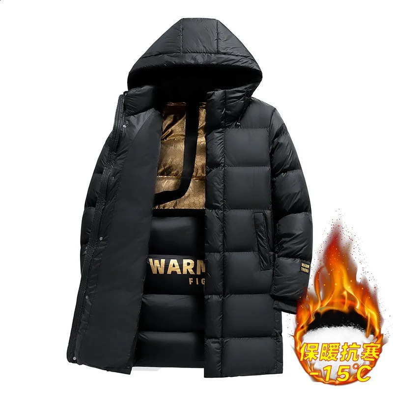 Hood Waterproof Parkas Men Warm Winter Long Casual Thick Warm Jacket Coat Men Outwear Fashion Pockets Parka Jacket 240913
