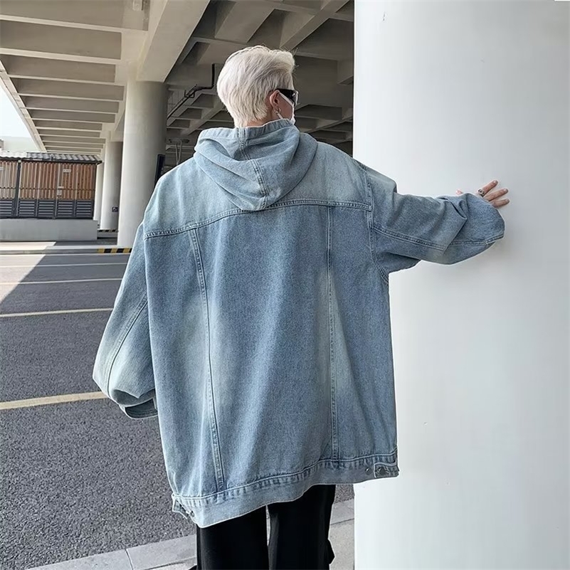 2024 Men Vintage Denim Hoodies Women Harajuku Hip Hop Casual Oversized Sweatshirts Fashion Loose Long Sleeve Pullover Coat 240911