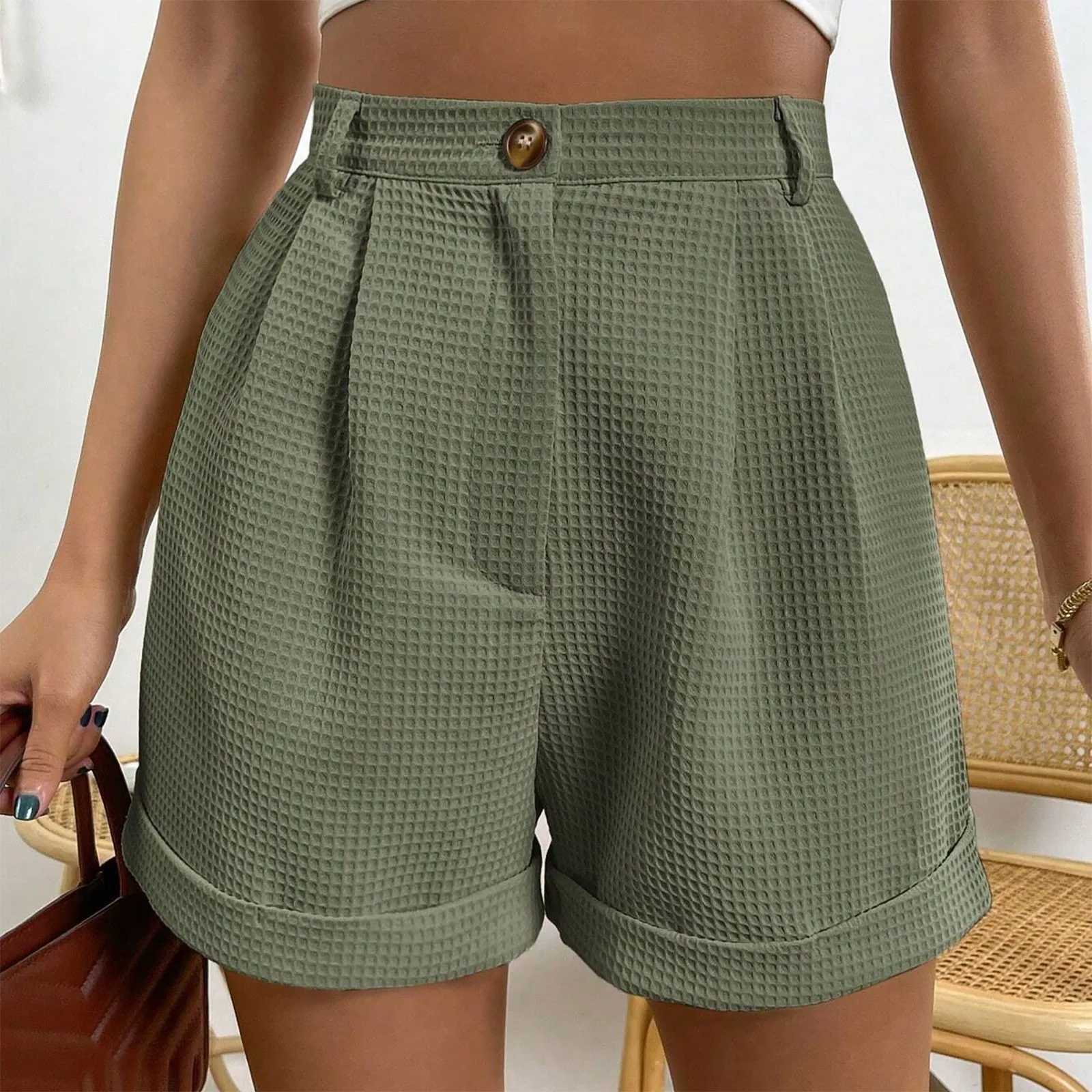 Office Lady Solid Shorts For Women Summer Y2k Loose Short Trousers Elegant Korean Fashion High Waisted Short Solid Simple PantsX240918
