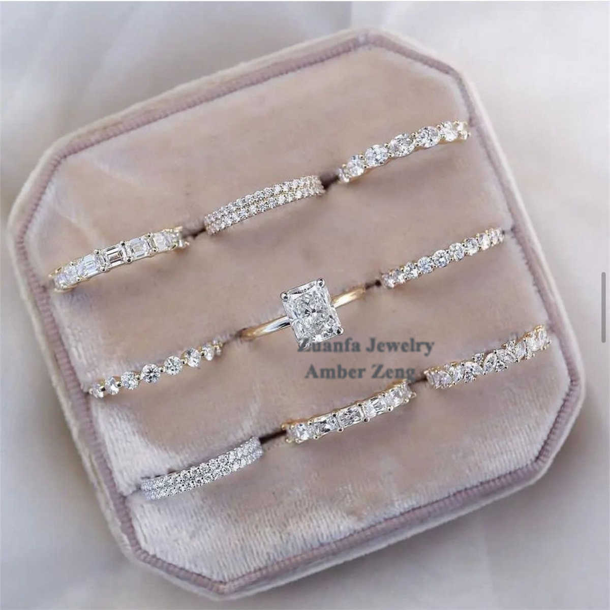 New Design 18K Solid Gold Stone Ladies Engagement Wedding Rings Set Women D Color Vvs Diamond Jewelry Moissanite Ring