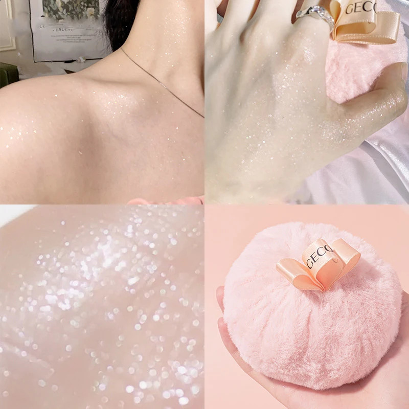 Peach Ball Highlighter Puff Powder high coverage Glitter Shimmering Face Body Foundation Sponge Ball Plush Makeup Cosmetic Tool 240914