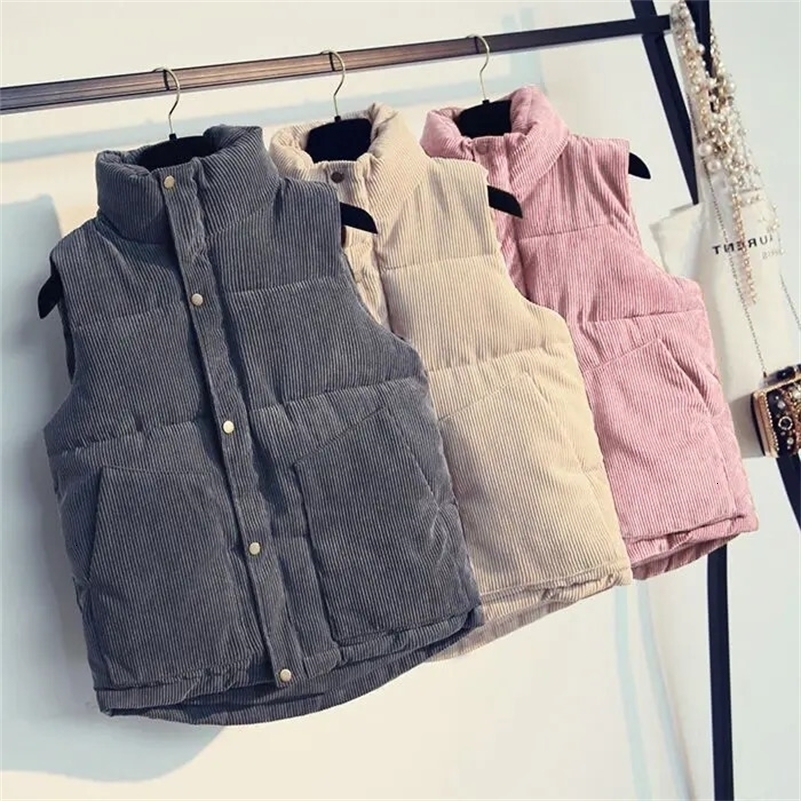 Woman Jacket Vest Corduroy Vest Womens Autumn Winter Clothing Loose Short Cotton Coat Vest Chaleco Mujer 240911