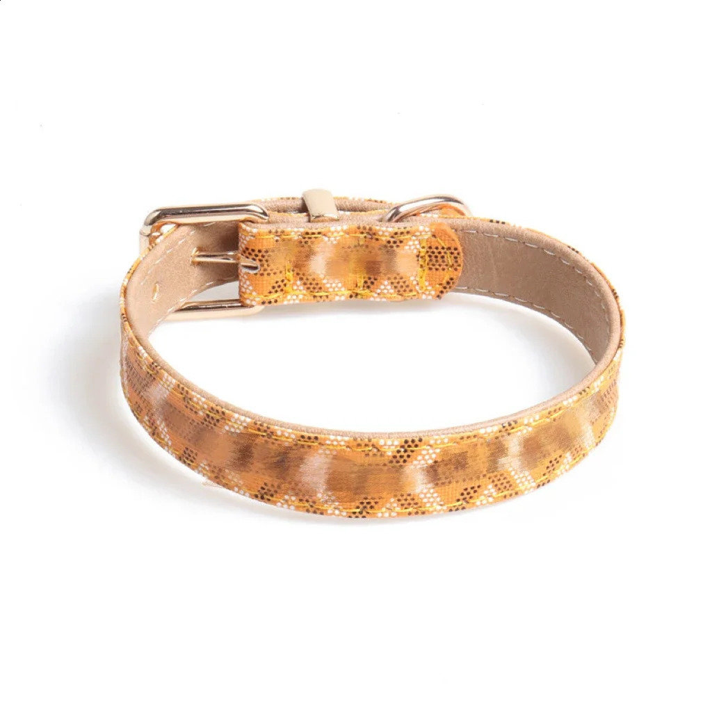 Pet accessories printed personalized retro PU leather dog collar with metal buckle cute leash set all year round 240913