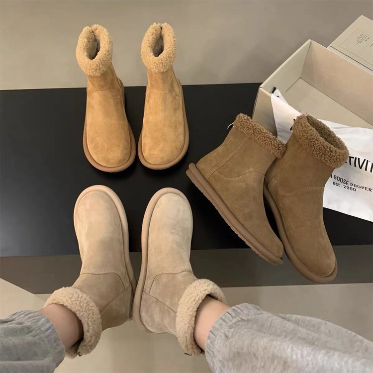 Women's Snow Boots: Stylish & Warm Cotton Flat Martin Boots for Autumn/Winter