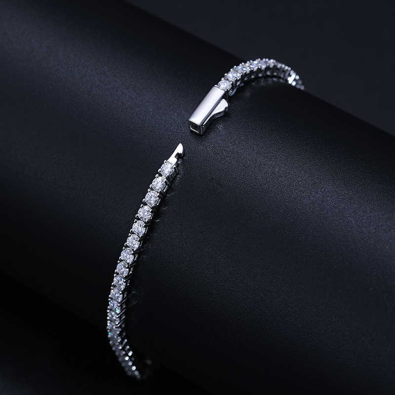 Factory Price Lab Diamond 2mm 2.5mm Tennis Chain 925 Silver Vvs Moissanite Hip Hop Iced Out Tennis Bracelet