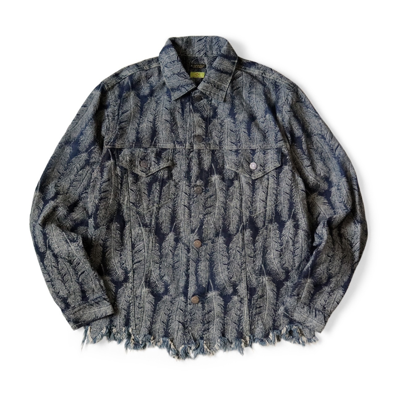 23Aw KAPITAL Hirata Hiroshi Japanese Casual Denim Feather Tassels Damaged Long Sleeved Jacket Men Coats