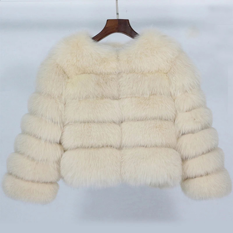 Fox Fur Coat Winter Jacket Women Natural Fox Fur Raccoon Outerwear O-neck Thick Warm Female Plus Size 240911