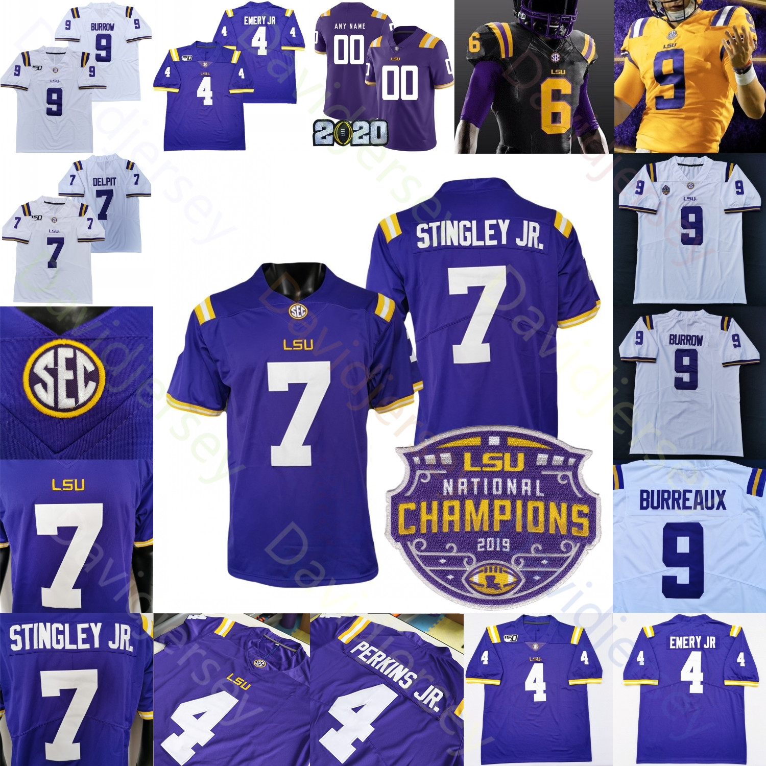 Football Jersey NCAA College Garrett Nussmeier Kyren Lacy Aaron Anderson Mason Taylor Sai'vion Jones Ashton Stamps Emery Jr. Daniels Thomas Burrow Burreaux Chase