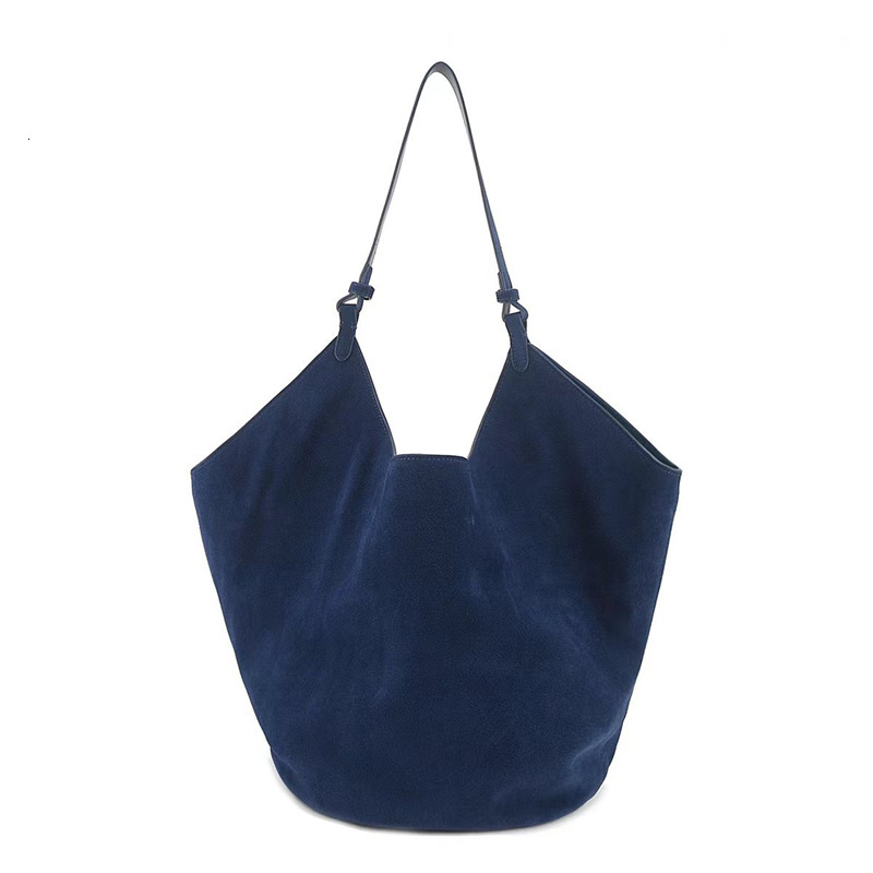Large Bucket Handbags - Cowhide Suede Commuting Tote, Niche Single Shoulder Bag With Spacious Interior