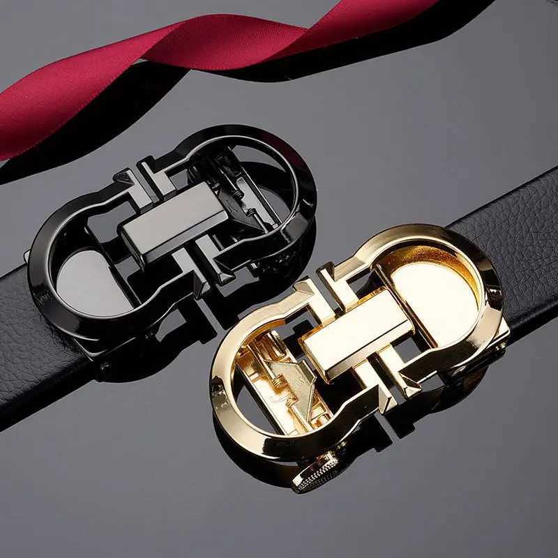 Belts A formal mens waist belt made from Cowhide alloy automatic buckle trend and Versatile decorative set mens business waist belt J240913