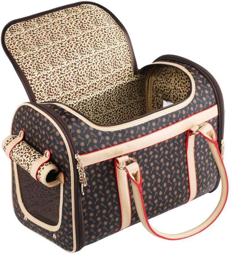 Others Dog Carrier High-end Pet Carrier Puppy Small Cat Valise Sg Bag Waterproof Premium PU Leather Carrying Handbag for Outdoor Travel Walking Hikin 