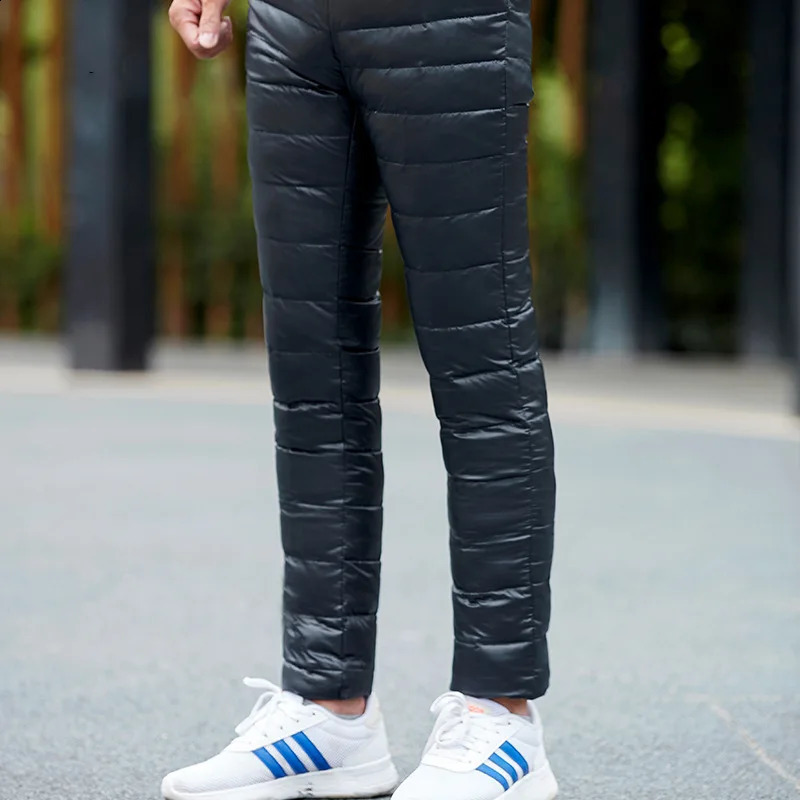 Winter Warm Men Down Pants White Duck Down Outdoor Sports Camping Straight Pants Hiking Pants Thicken Thermal Down Trousers 240913