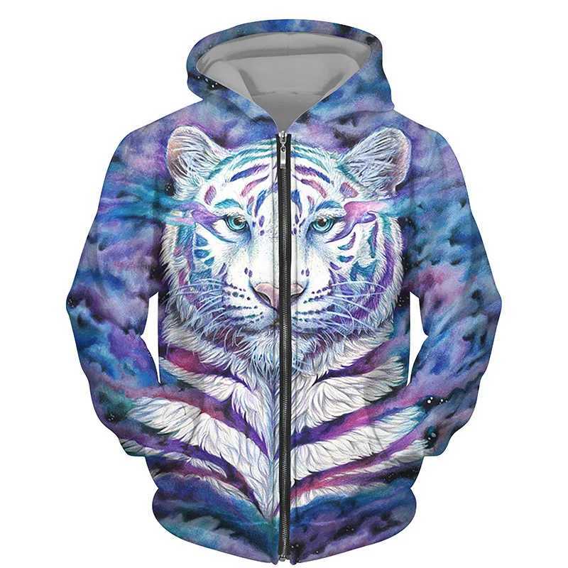 Hoodies 3d Printed Animals Tigers Zipper Men Women Hooded Oversized Hoodie Kids Zip Up Sweatshirts Tracksuits CoatX240918
