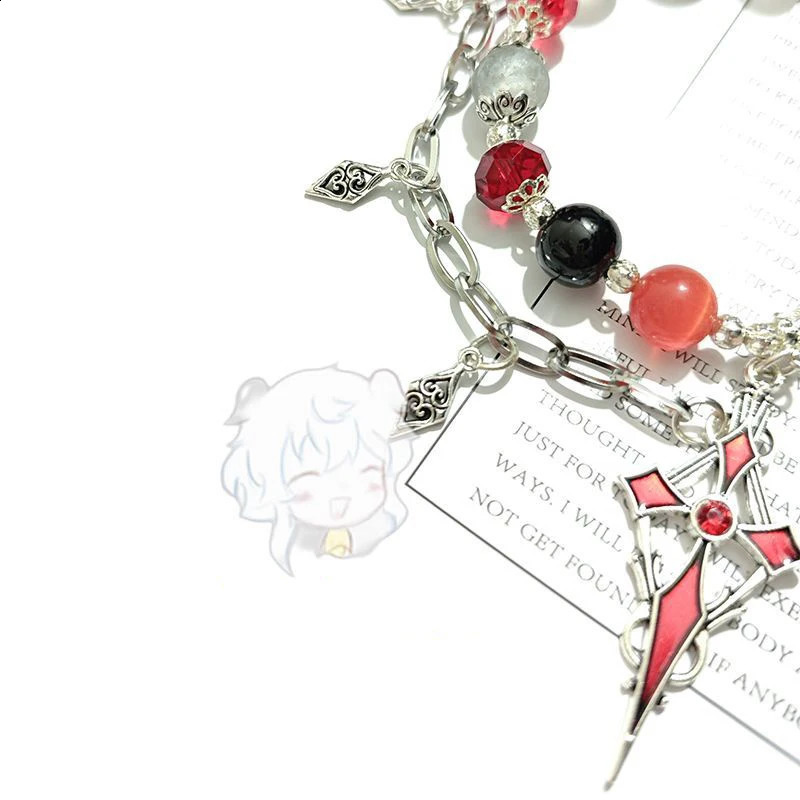 Genshin Impact Knave Arlecchino Role Playing Bracelet Neutral Bead Bracelet Classic Pendant Jewelry Accessories Props Gifts 240918