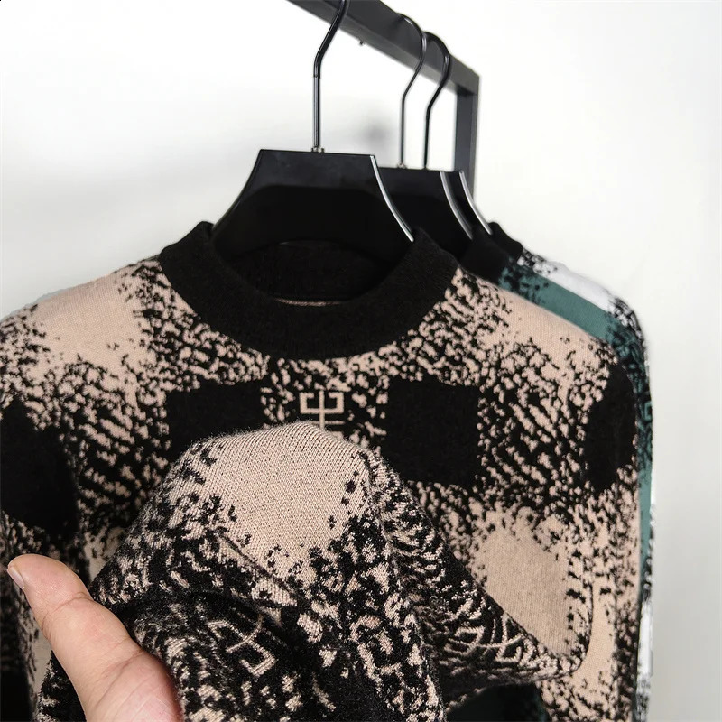 HighEnd Quality Mens Knitted Pullover Autumn Winter Exquisite Embroidered Sweater Japanese Fashion Street Warm Clothing 240907