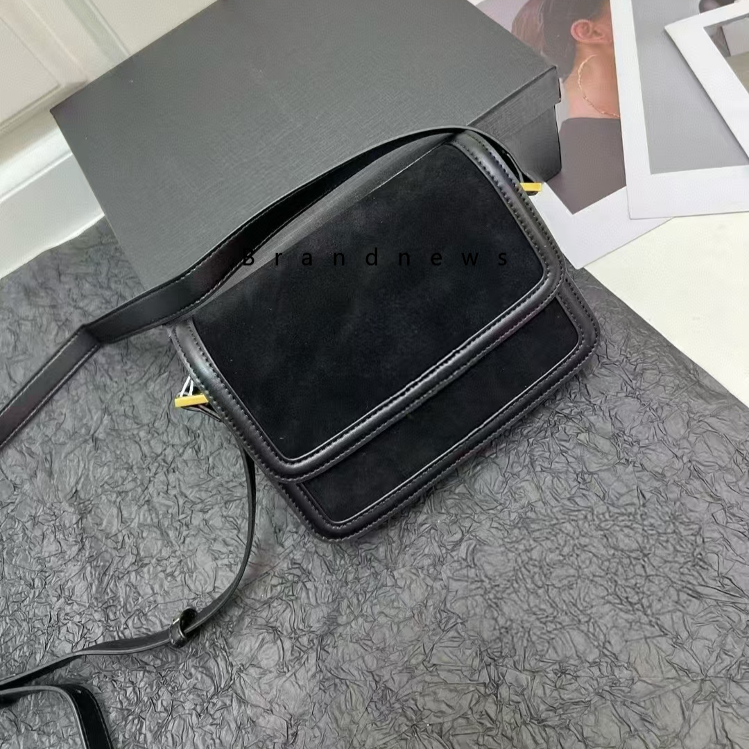 Women's Genuine Suede Leather Crossbody Vintage Retro Box Postman Shoulder Bag, Designer Fashion Handbag, Brand Purse, Winter Square Messenger Ba