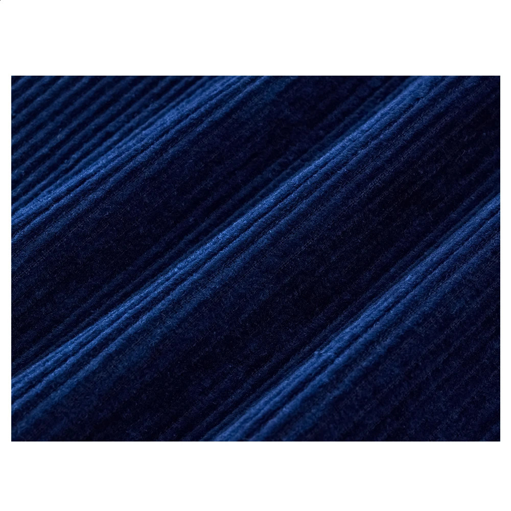 Vintage handmade indigo Corduroy jacket mens blue dyed lapel multi pocket French commodity autumn casual cardigan 240913