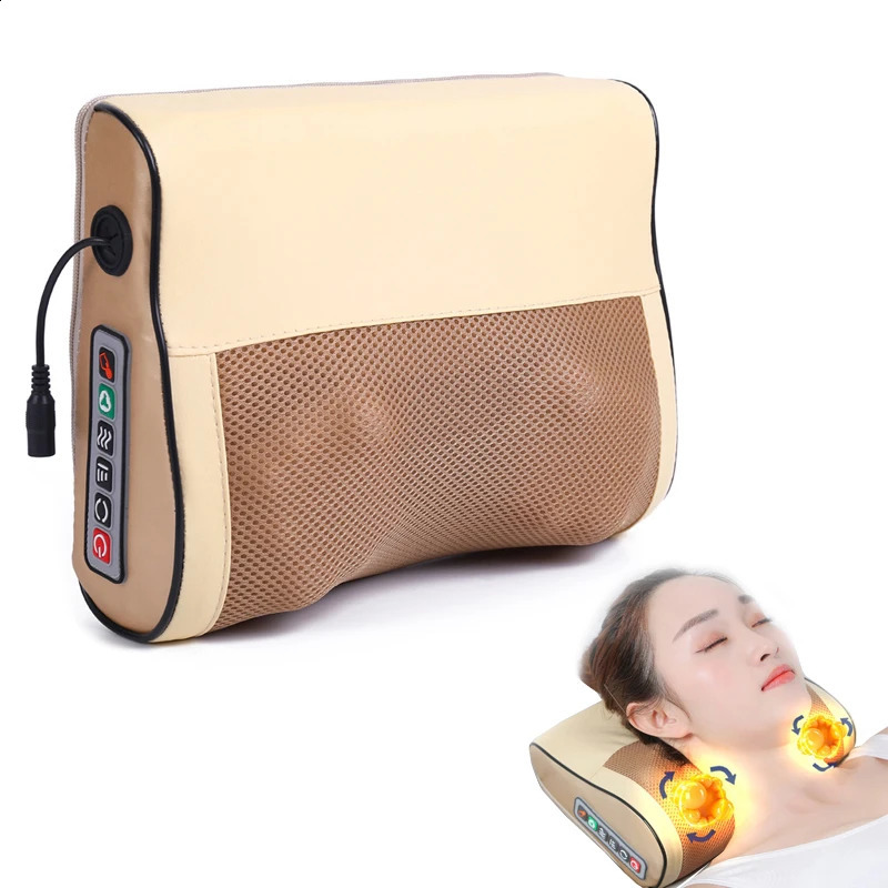 Back and neck massager infrared heating electric shoulder and foot massage pillow deep tissue kneading waist legs shoulders female 240914
