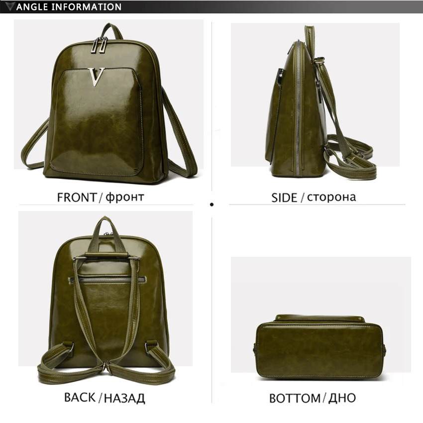 ner Backpack Womens Travel Bag Large Capacity Classic Oil Wax Leather PU Shoulder Mochilas De Gran 240913