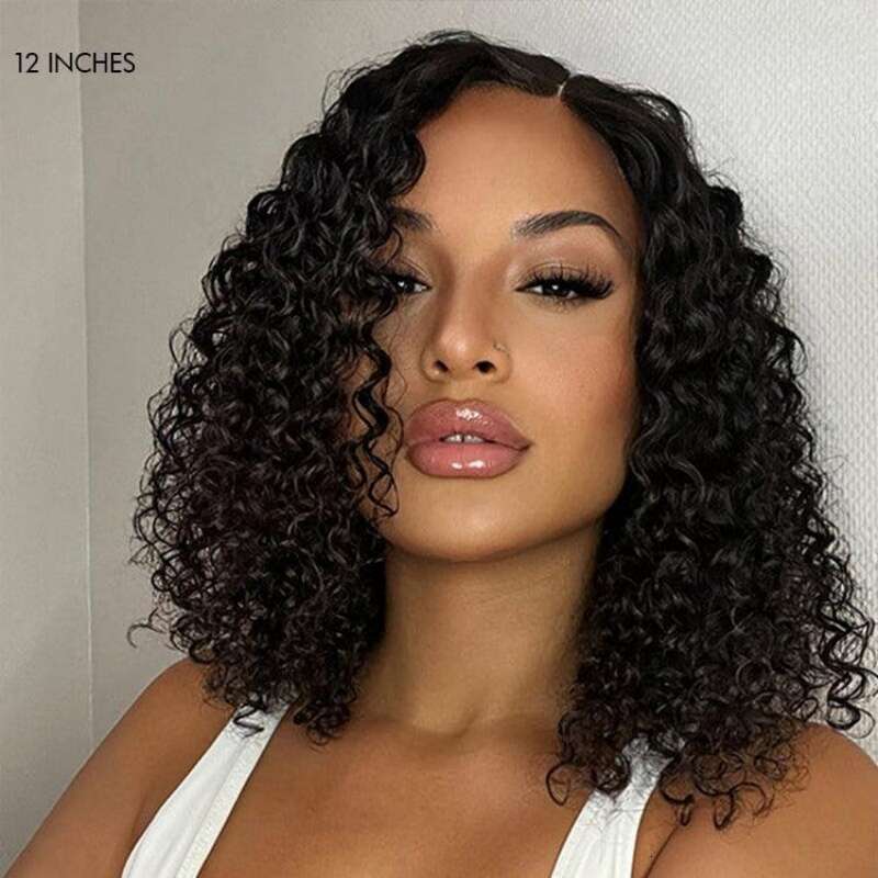 Sophianna 13X4 Short Curly Human Hair Bob Wigs 13X6 Lace Frontal Wig Deep Wave For Women Natural Black Color