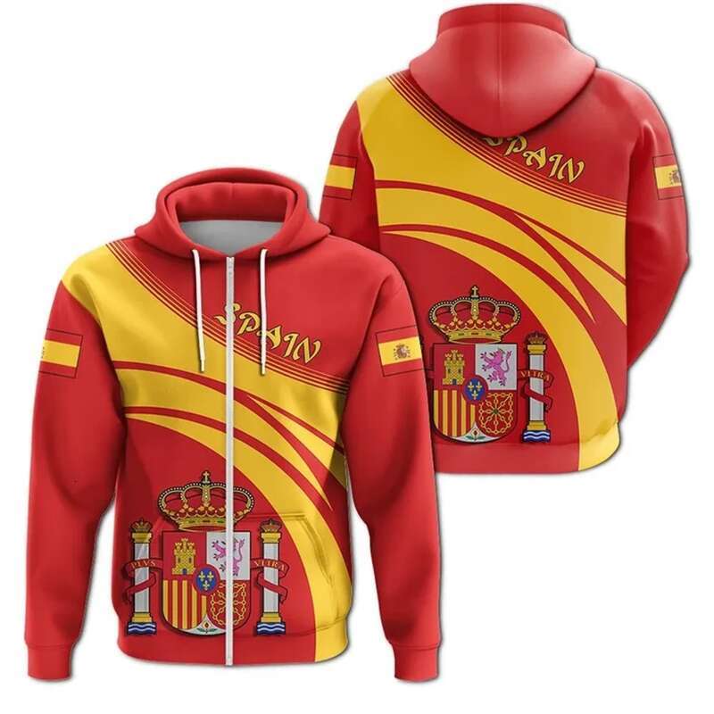 Spain Map Flag 3D Printed Zip Up Hoodies For Men Clothes National Emblem Sports Boy Tracuit Casual Kids Zipper Hoody Pullovers