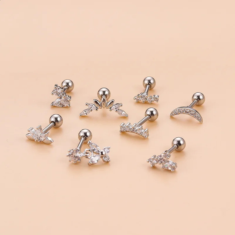 316L Steel Tragus/Cartilage Piercing Stud 16G Stainless Steel Cartilage Cubic Zirconia Stud Earrings for Women Girls 260711BJ - view 5