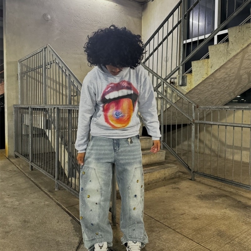 American Retro Gothic Trend Pattern Printed Oversize Hoodie Mens Y2K Street Hip-Hop Harajuku Casual Loose Pullover Couple Style 240911