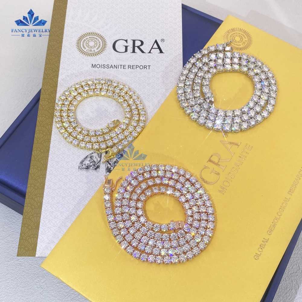 Factory Price Hip Hop Tennis Chains Necklace S925 Silver Iced Out Black Moissanite Diamond Tennis Chains For Men Gifts
