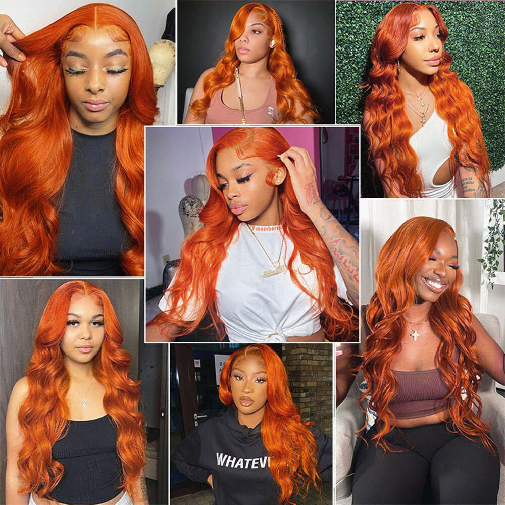 13X6 Hd Body Wave Orange Ginger Front Wig Human Hair 100% Brazilian 13X4 Lace Frontal Colored Wigs For Black Women 36 Inch