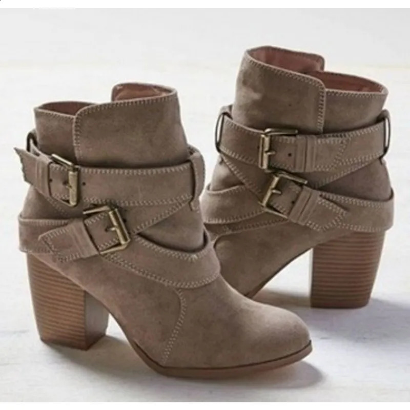 Comemore Ankle Boots for Womens Casual Spring and Autumn Womens Chelsea Short Boots 2024 Trend Solid Thick High Heels Botas 240914