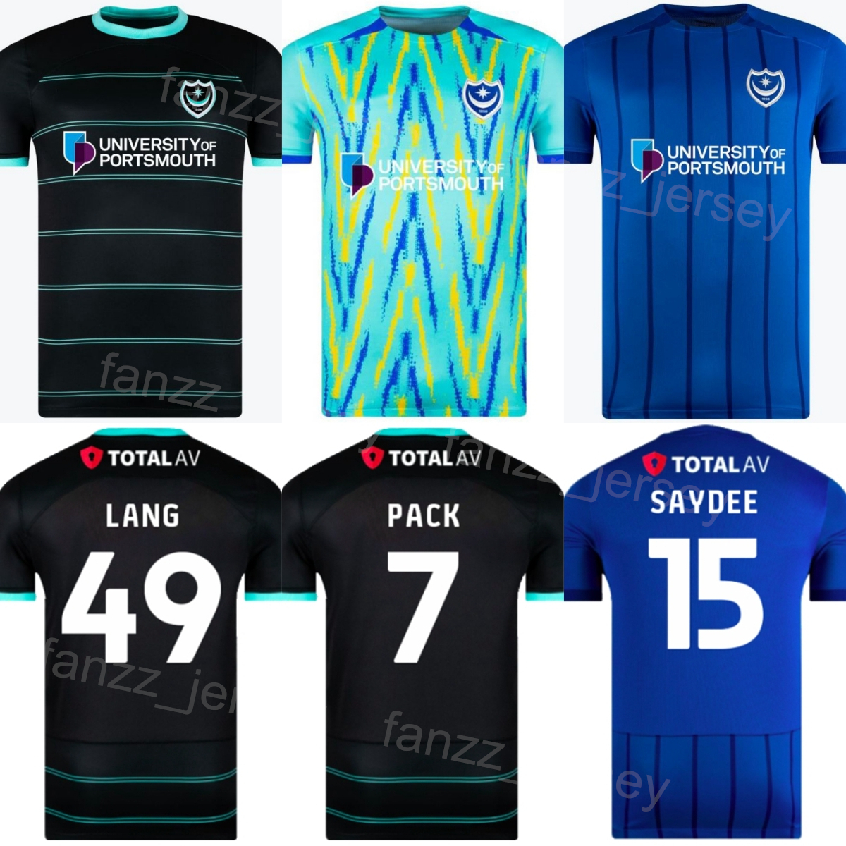 Club 2024-25 Portsmouth Soccer Jerseys 18 SORENSEN 7 PACK 1 NORRIS 32 LANE 30 RITCHIE 21 DOZZELL 4 TOWLER 20 SILVERA 49 LANG 15 SAYDEE Custom Name Football Shirt Kit Men