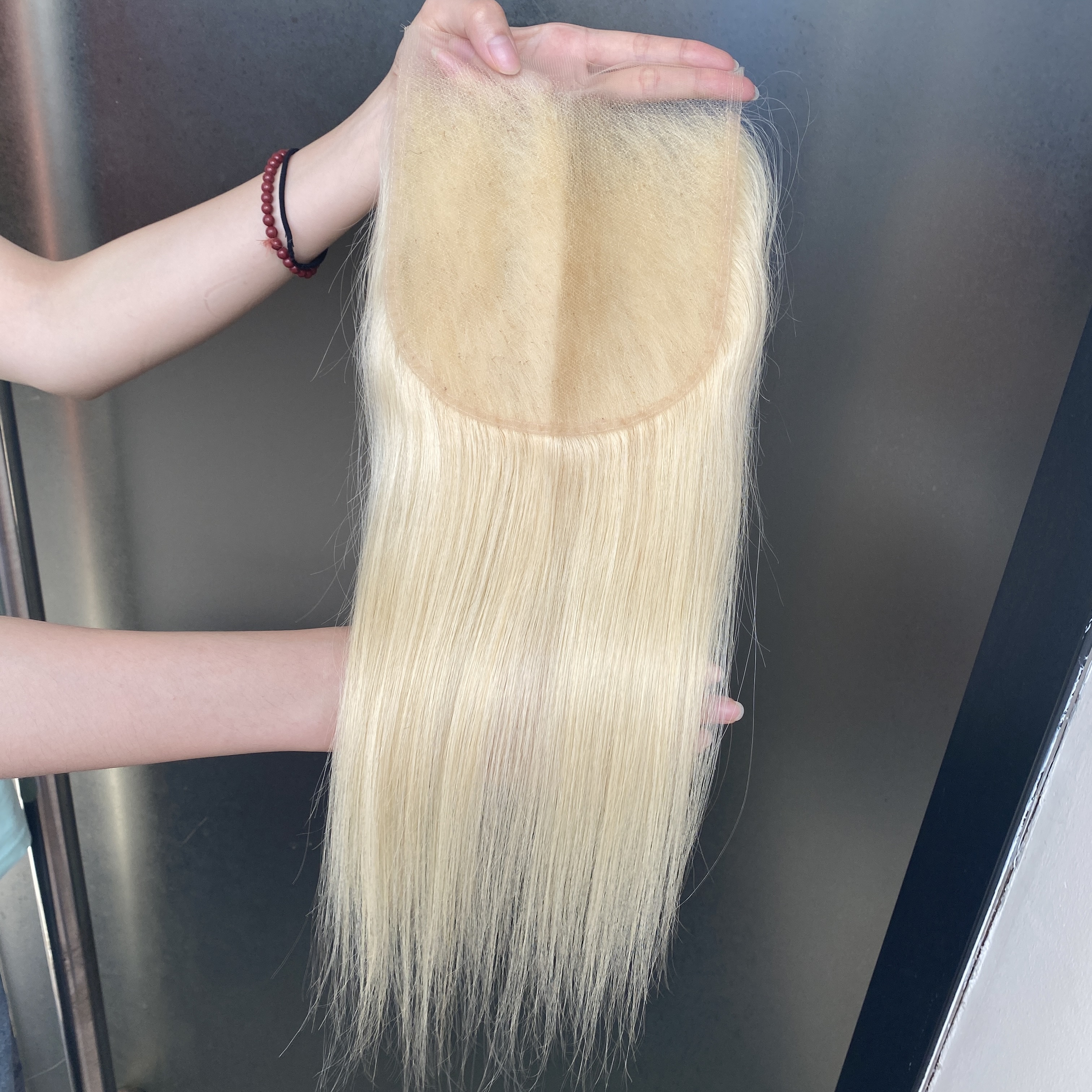 100% Raw Virgin Remy Human Hair 613 Blond Straight Body Wave 6x6 HD Lace Closure 2 Pieces