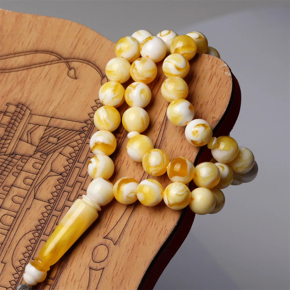 Islamic Tasbi 33 rose gold resin amber tesbih silver metal Tassel Muslim Ramadan gift Arabic prayer beads 240918