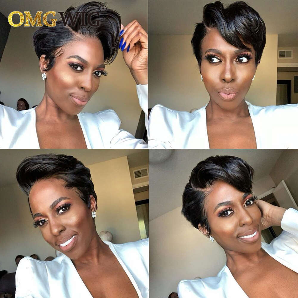 13X4 Lace Frontal Wig Brazilian Remy Human Hair Wigs For Women Wavy Preplucked Haire 13X6x1side Part Short Bob With Bangs