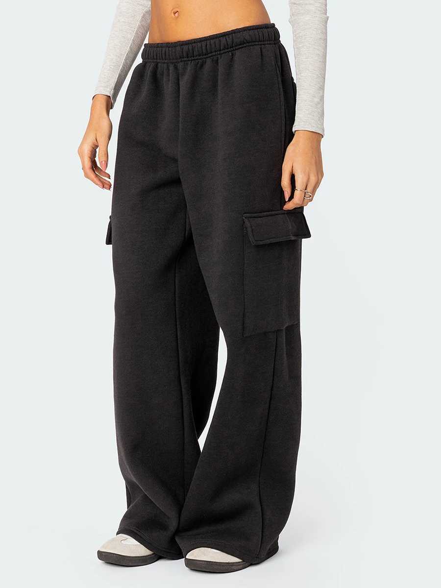 Women s Causal Drawstring High Waist Baggy Straight Wide Leg Sweatpants Yoga High Waisted Solid Color Loose Trousers with M240918