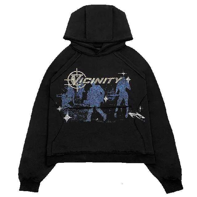 American Retro Hiphop Zipper Hoodie Men's Personalized Street Harajuku Anime Printed Hoodie Long Sleeve Coat
