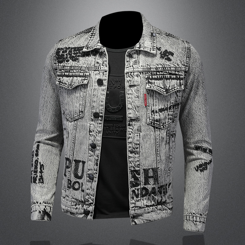 High Quality 2024 New Fashion Everything With European And American Handsome Jacket Snowflake Wash Denim Coat Letters M-5Xl