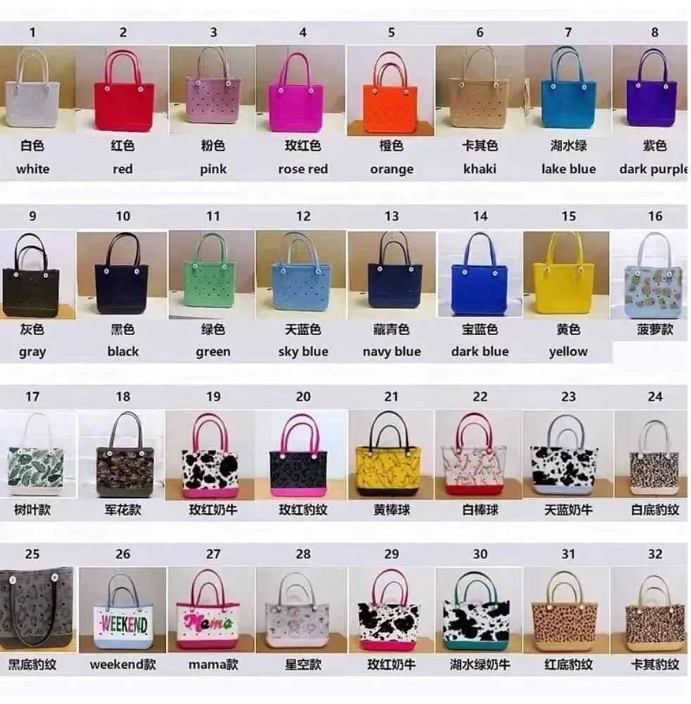 Eva Bogg Bag Summer Hole Tote Bag Large Shopping Fashion Plastic Basket Women's Storage Washable Beach Silicone Swamp Eco Jelly Candy Fashion Bag