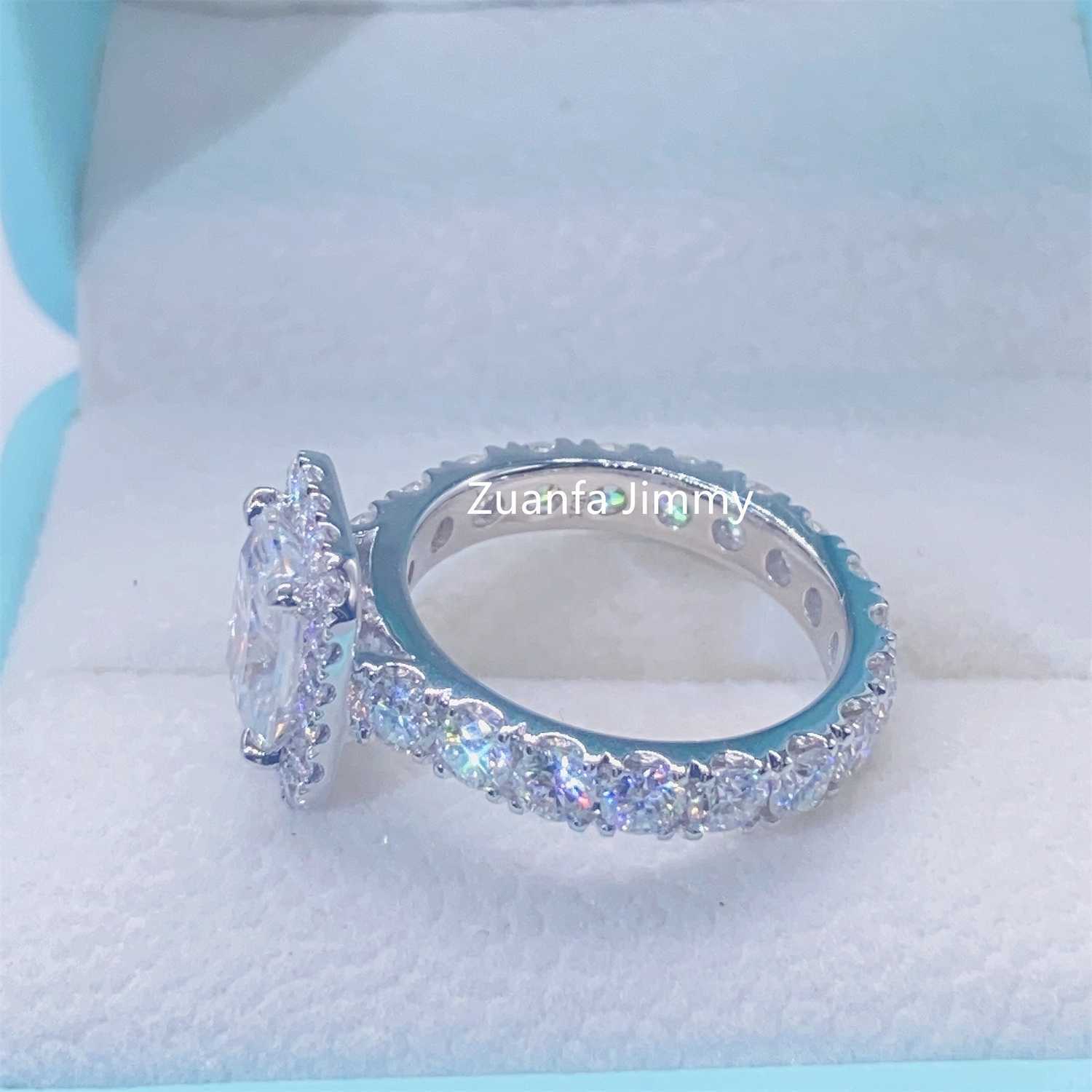 Vintage Boutique 2CT Radiant Diamond 10k white Solid Gold Moissanite Engagement Ring Wedding Bridal Jewelry