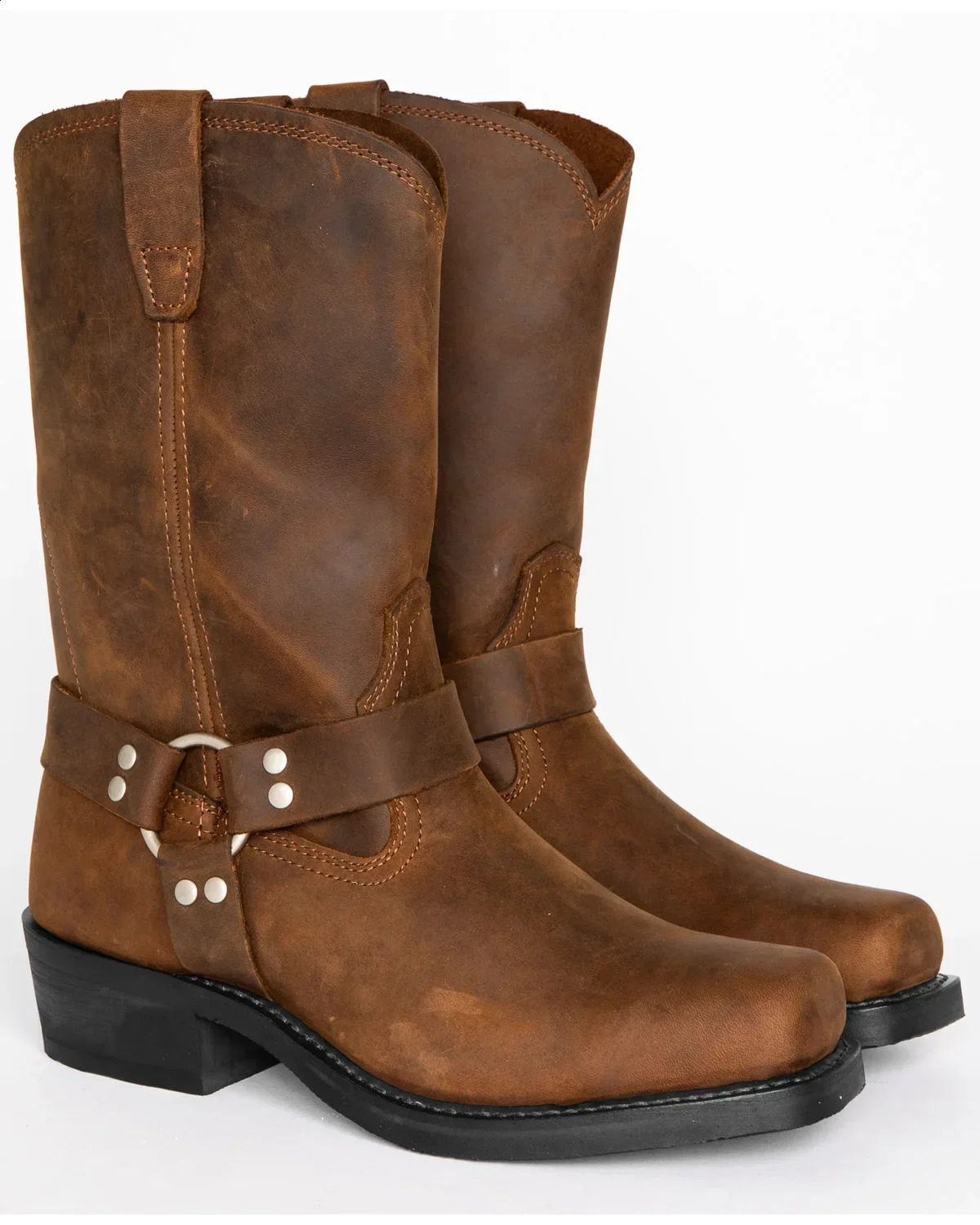 Retro cowboy boots mens mid to small leg western Pu leather skate boots mens winter knight boots 240919