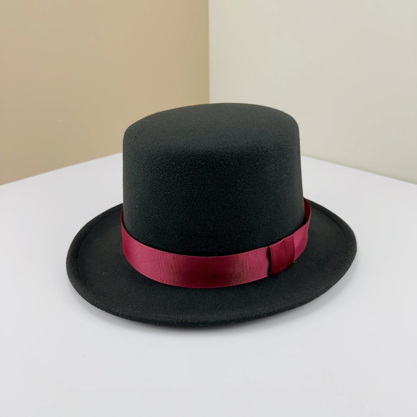 Fedoras Wool Magic high hat British black jazz top male court gentleman flat felt Webbing sombrero de copa 240906