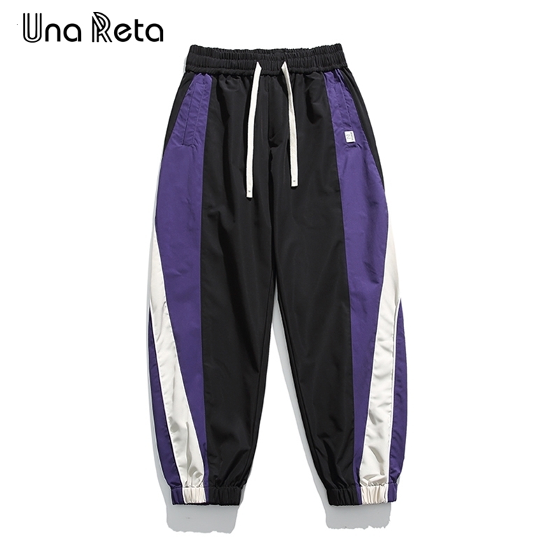 Una Reta Man Pants Harajuku Hip Hop Color Stitching Pants Men Sweatpants Fashion Elastic Waistline Sweatpants Couple Trousers 240911